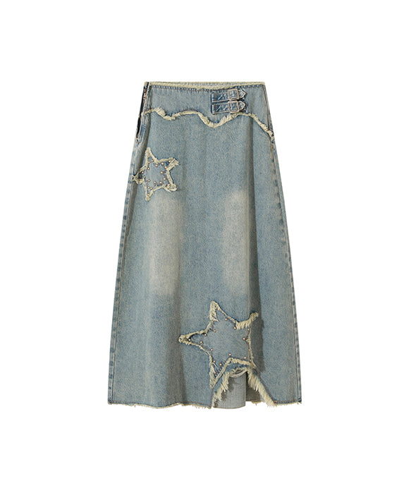 BAKYARDER Women's Vintage Star Denim Skirt