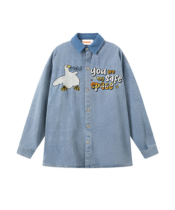 BAKYARDER Embroidered Duck Denim Shirt