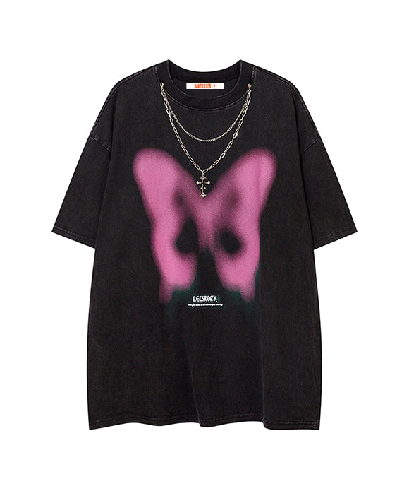 BAKYARDER Vintage Butterfly Necklace Tee