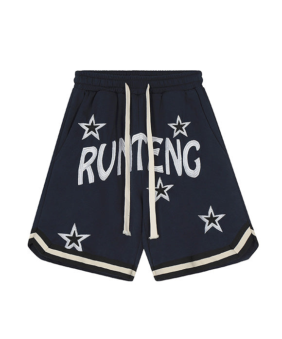 BAKYARDER  Retro Embroidered Letter Sport Shorts