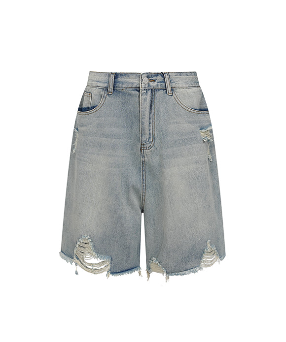 BAKYARDER Loose Distressed Denim Shorts