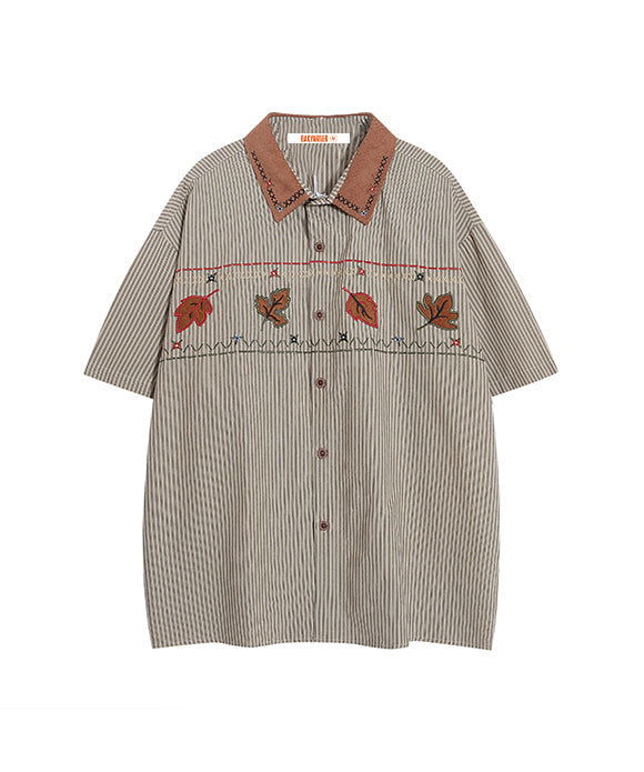 BAKYARDER Vintage Striped Embroidered Shirt