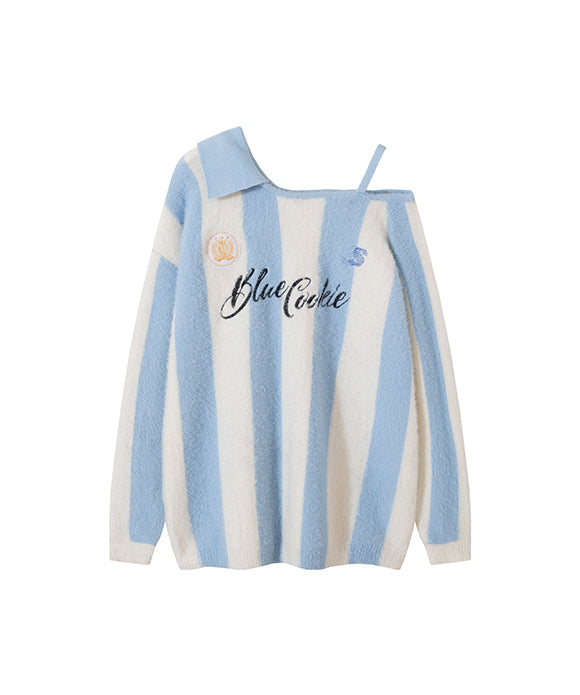 BAKYARDER Vintage Striped Off-Shoulder Sweater