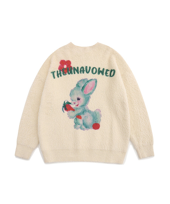BAKYARDER Loose-fitting Rabbit Graphic Sweater