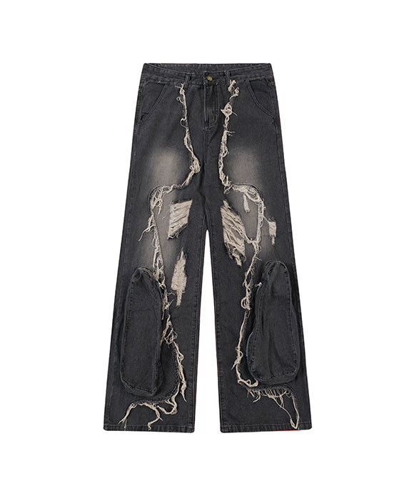 BAKYARDER Vintage Big Pocket Distressed Jeans