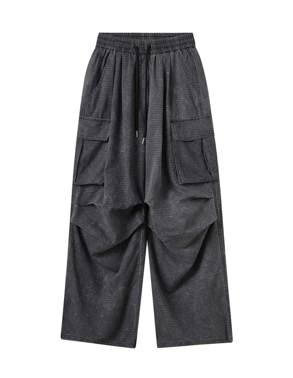 BAKYARDER Lightweight Wide Leg High Waisted Elastic Waist Baggy Casual Pants