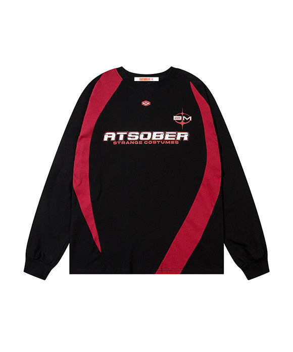 BAKYARDER Vintage Color Block Raglan Biker Sweatshirt