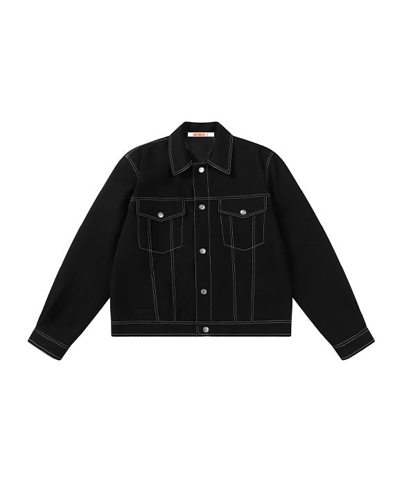 BAKYARDER Vintage Contrast Stitch Denim Jacket