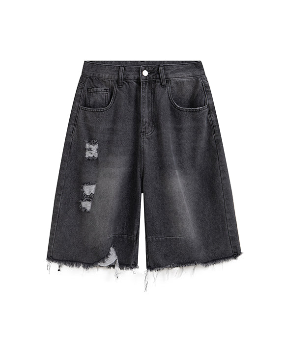 BAKYARDER Vintage Distressed Frayed Denim Shorts