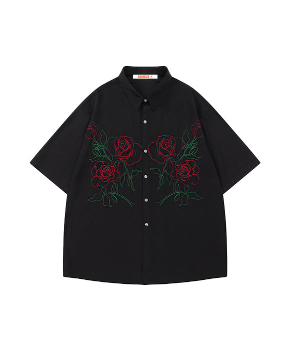 BAKYARDER Vintage Rose Embroidered Shirt