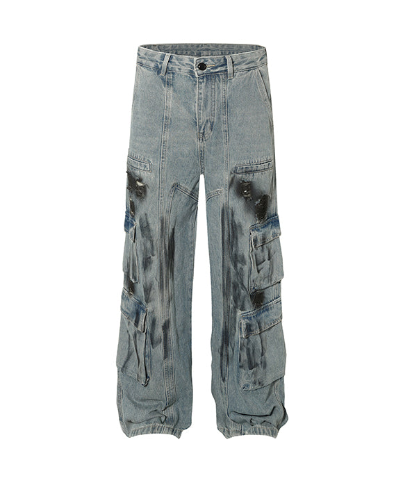 BAKYARDER Graffiti Stone Washed Jeans