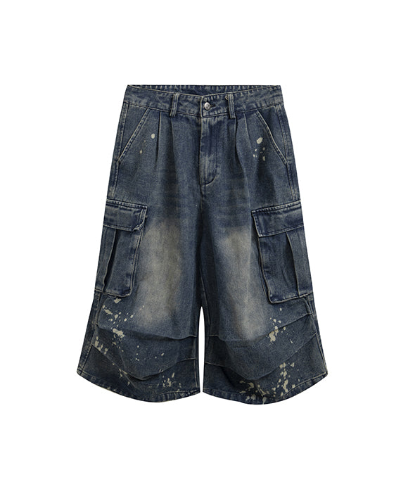 BAKYARDER Vintage Multi-pocket Utility Denim Shorts