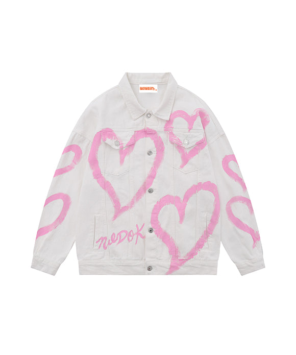 BAKYARDER Graffiti Heart Denim Jacket