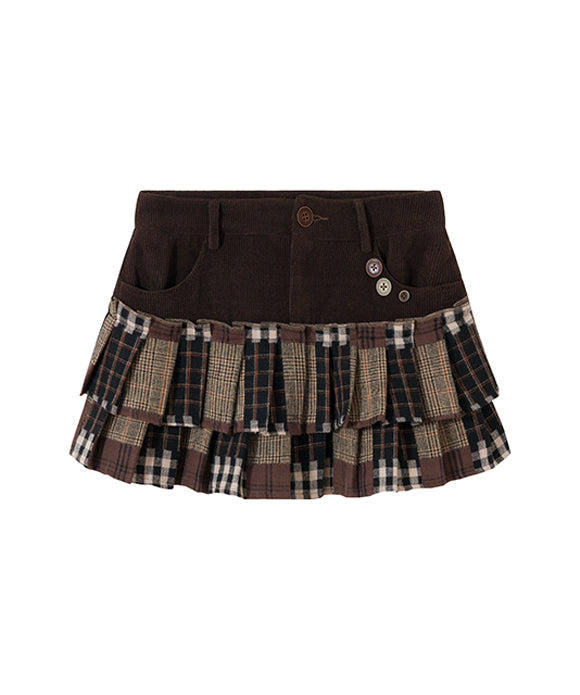 BAKYARDER Vintage Velvet Plaid Skirt
