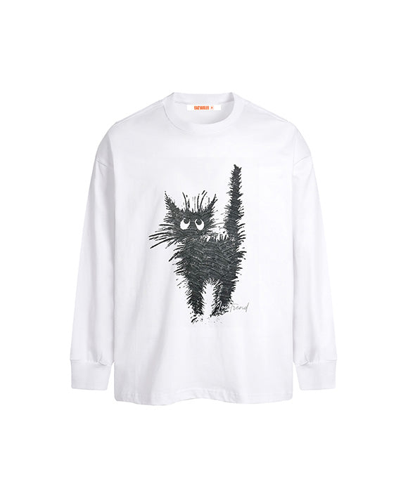 BAKYARDER Fluffy Cat Print Sweatshirt