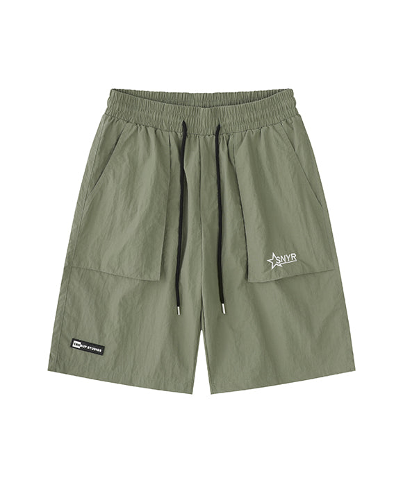 BAKYARDER Plain solid color cargo shorts