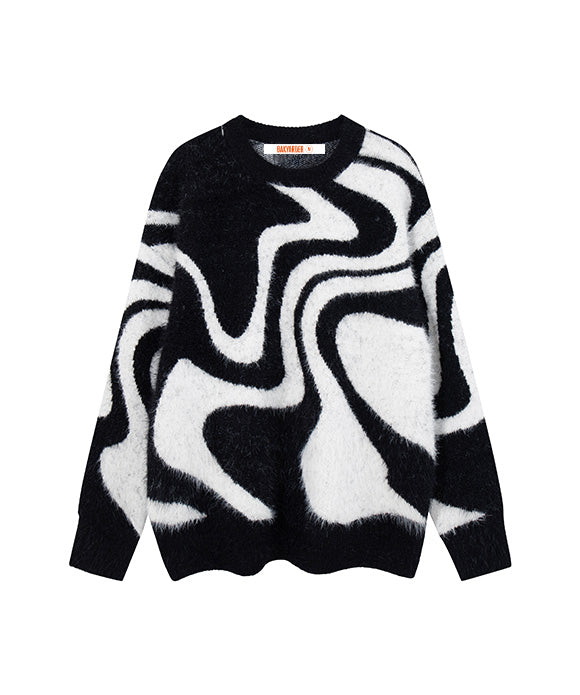 BAKYARDER  Abstract Color-Block Textured Sweater