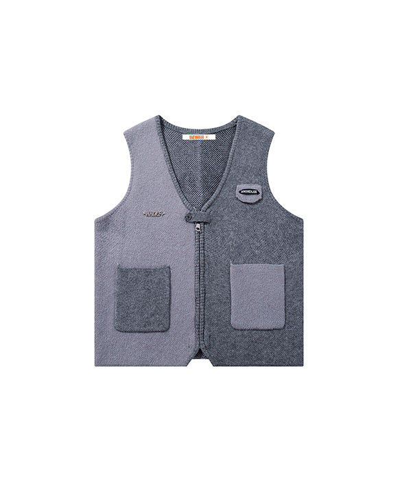 BAKYARDER Vintage Letter Color Block Knit Vest