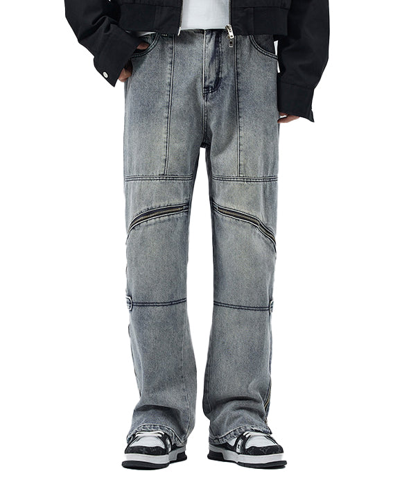 BAKYARDER Side Zip Straight-Leg Jeans