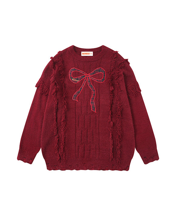 BAKYARDER Bowknot Tassel Sweater