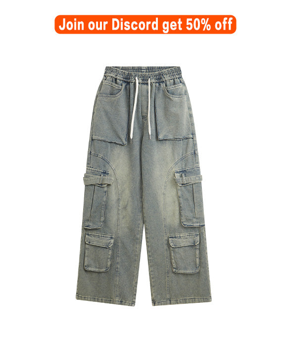 BAKYARDER High Street Distressed and Washed Workwear Denim Pants