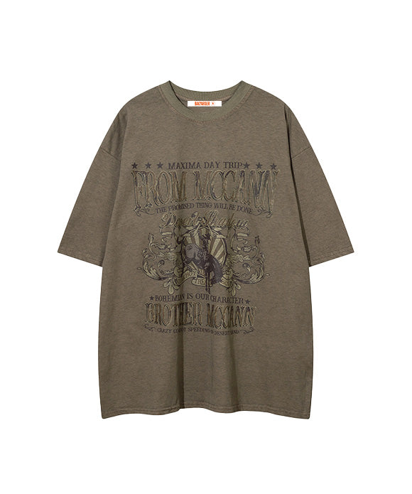 BAKYARDER Vintage Distressed Printed Tee