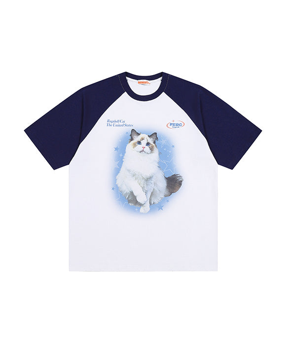 BAKYARDER Retro Cat Print Tee