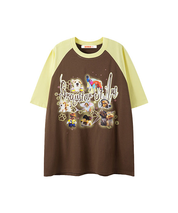 BAKYARDER Sweet Cool Style Dog Raglan Tee