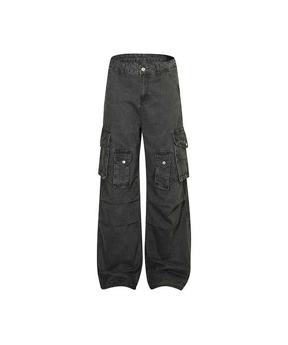 BAKYARDER Multi-Pocket Pleated Cargo Pants