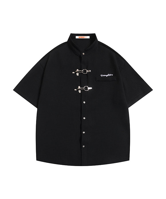 BAKYARDER Vintage Embroidered Metal Buckle Shirt