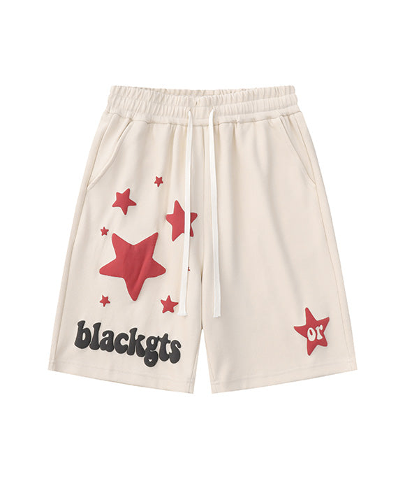 BAKYARDER Street-Style Star Letter Foam-Printed Shorts