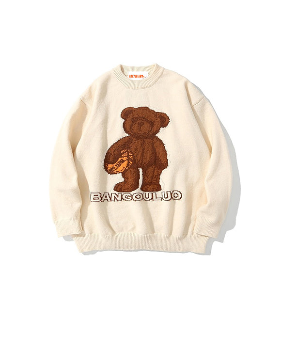 BAKYARDER Bear Jacquard Pullover Sweater-