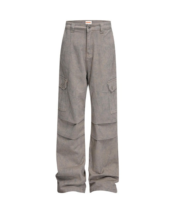 BAKYARDER Pleated Multi-pocket Paratrooper Cargo Pants