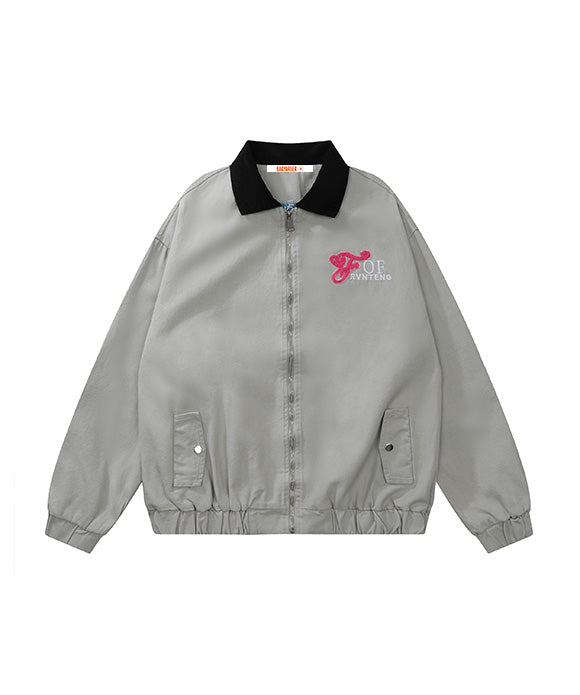 BAKYARDER Vintage Letter Embroidery Casual Jacket