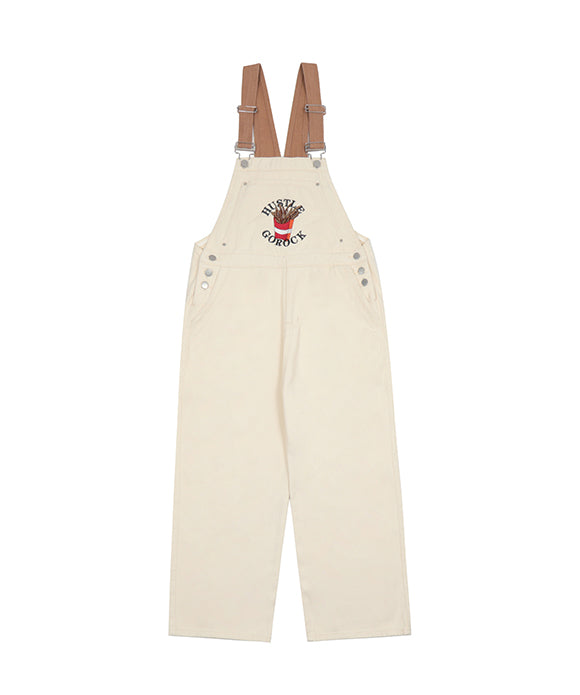 BAKYARDER Vintage Embroidered French Fries Denim Overalls