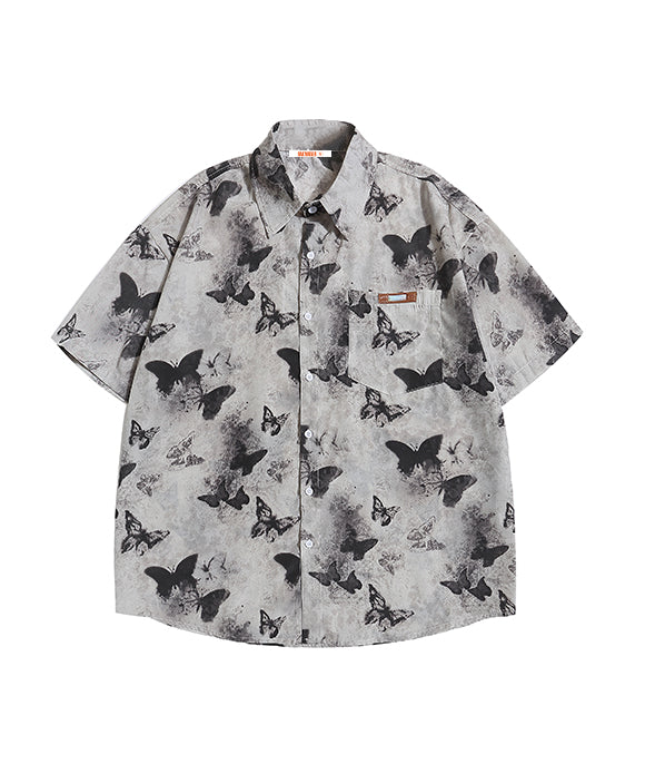 BAKYARDER Vintage Butterfly Print Shirt