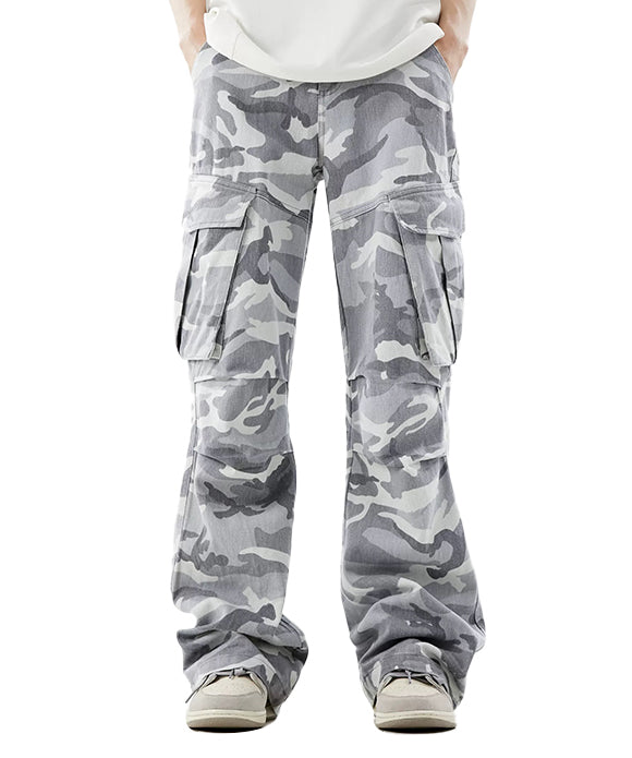 BAKYARDER Multi-Pocket Gray Camo Cargo Pants