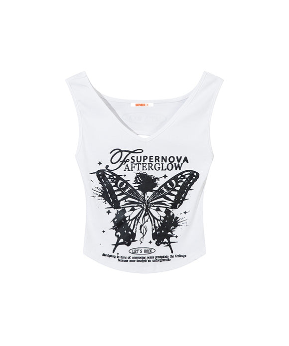 BAKYARDER Women's Butterfly Print Slim-Fit Tank Top