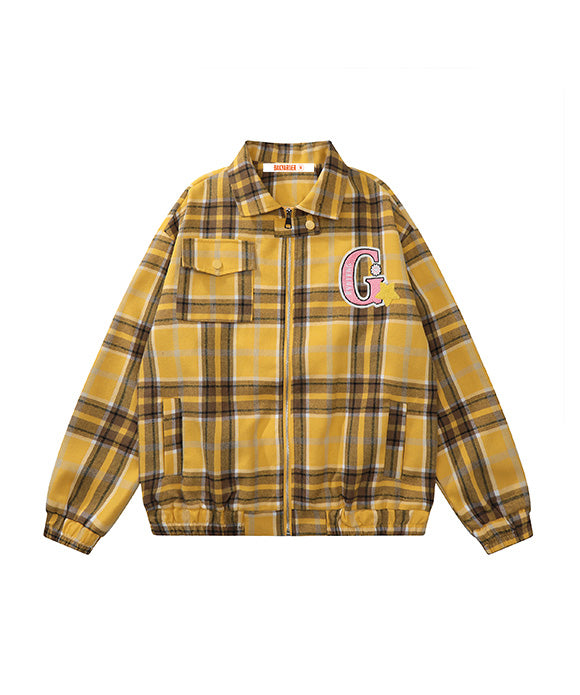 BAKYARDER Vintage Letter and Plaid Jacket