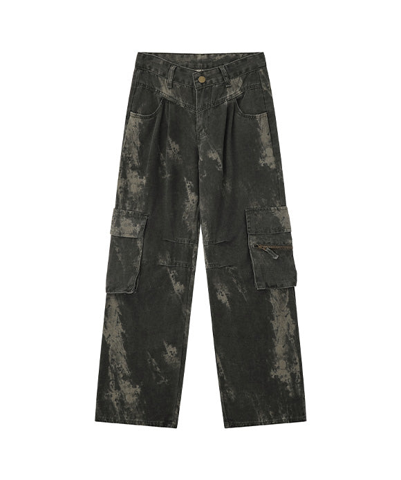 BAKYARDER Multi-pocket Tie-dye Work Pants