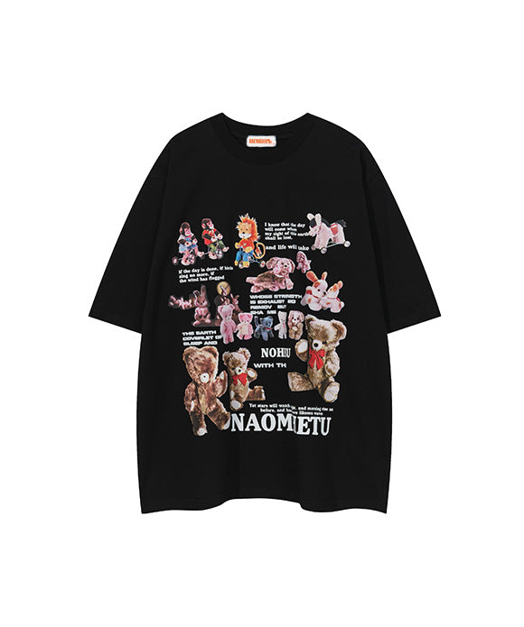 BAKYARDER Cartoon Teddy Bear Short-Sleeve T-Shirt