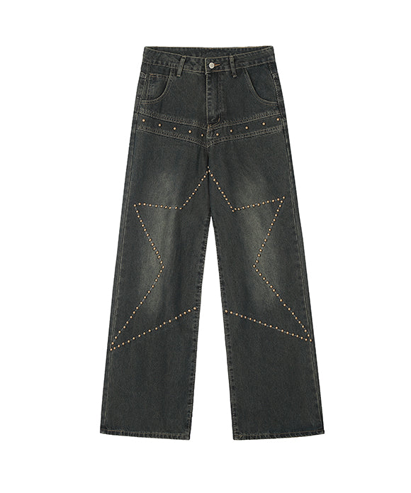 BAKYARDER Studded Wide-Leg Jeans