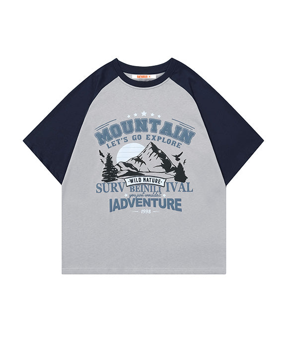 BAKYARDER Snow Mountain Print Drop-shoulder Tee