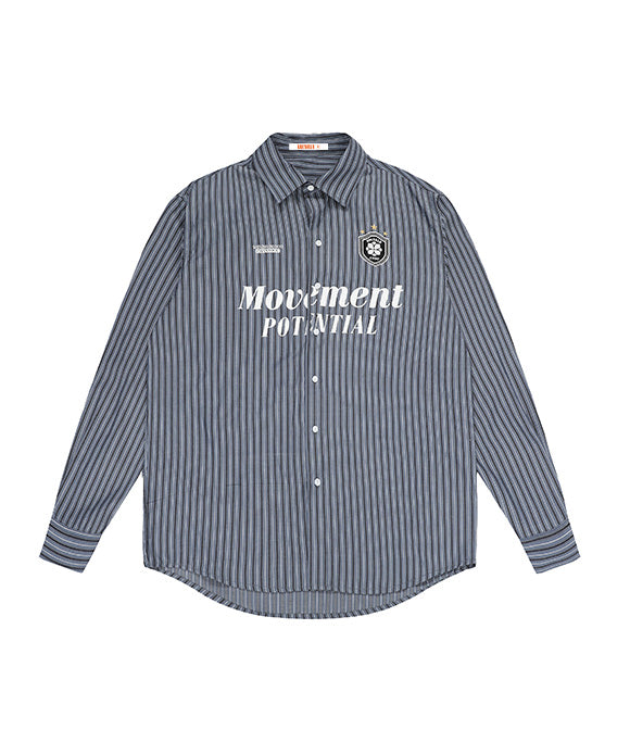 BAKYARDER Vintage Striped Letter Print Shirt