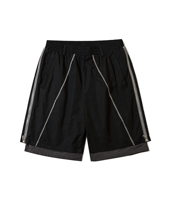 BAKYARDER Zipper Fake Two-Piece Shorts