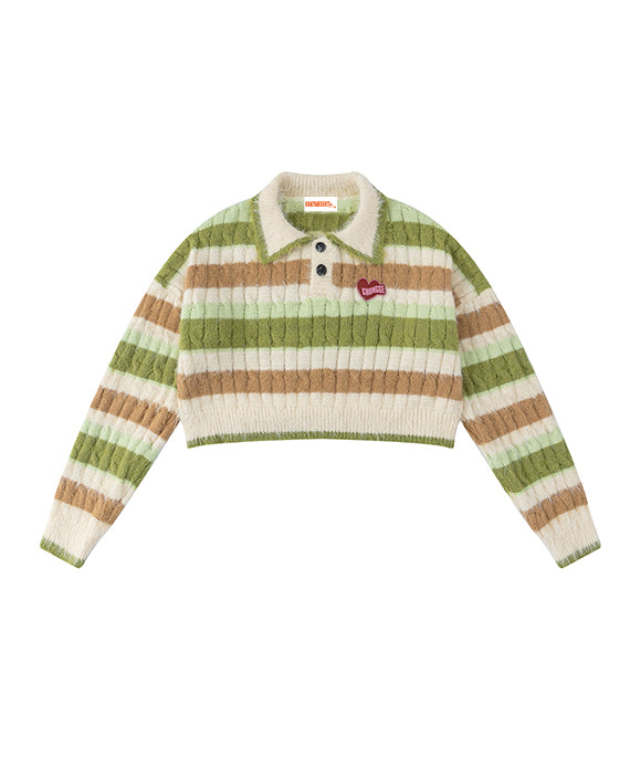 BAKYARDER Women Striped Color-Block Short Sweater