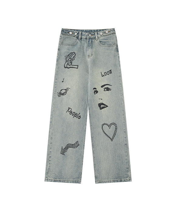 BAKYARDER Vintage Gradient Face Jeans