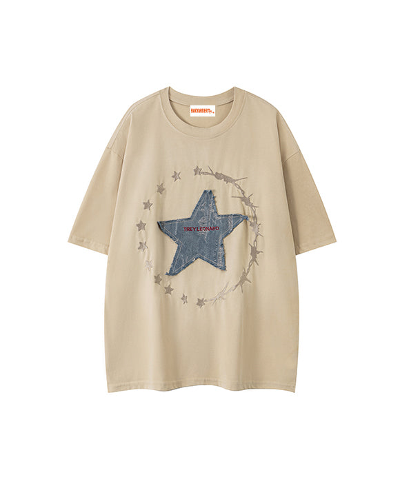 BAKYARDER Denim Patched Star Tee