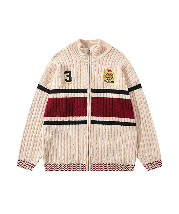 BAKYARDER Vintage Color-Block Knitted Cardigan