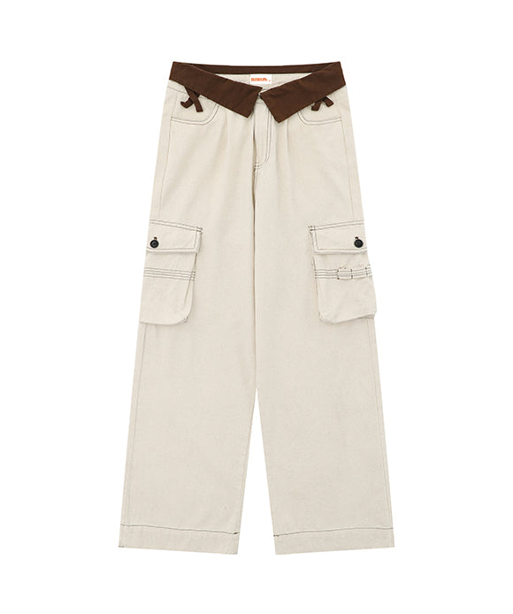 BAKYARDER Street Style Multi-pocket Turn-Up Cargo Pants